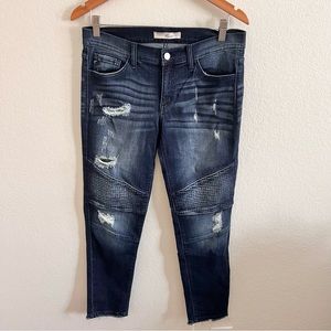 KanCan Dark Wash Moto Distressed Skinny Jeans Sz 9/28